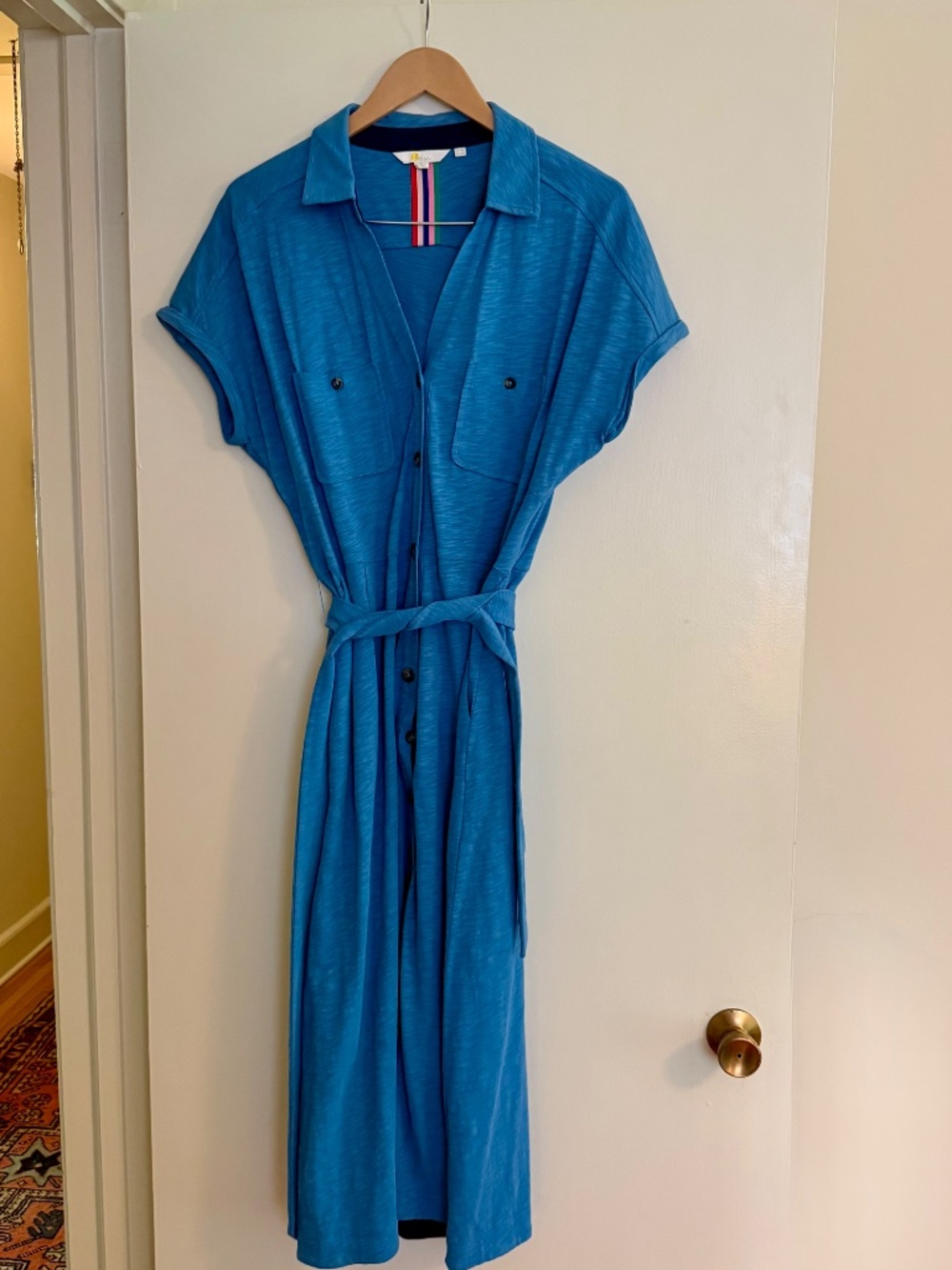 Boden Mavis Midi Jersey Shirt Dress Blue US 12R
